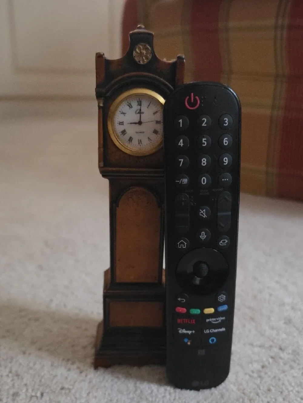 Antique-Style Brown Wooden Grandfather Clock Table Decor